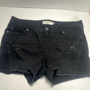 Torrid Denim Lace Trimmed Black Shorts Size 18